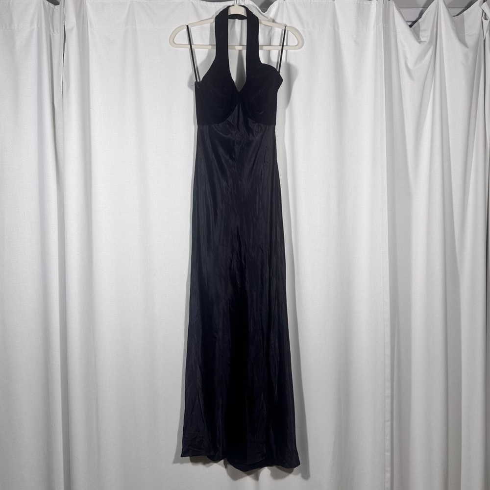 Vintage L.A. Glo Black Velvet & Satin Halter Neck Dress
